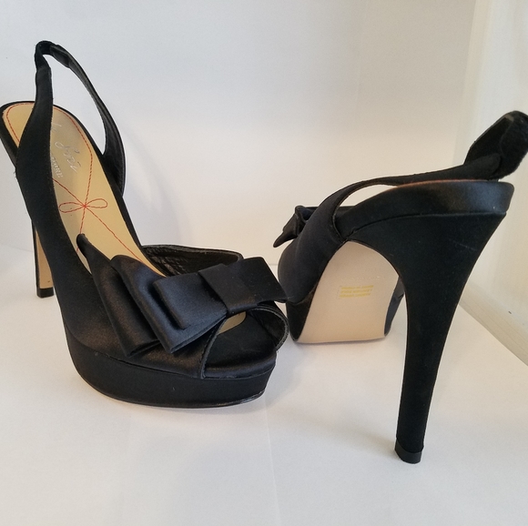 Joya PLV Black Satin High Heels 6.5 - Picture 7 of 11